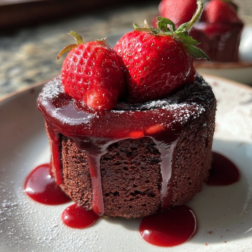 Mini Heart Cake with Berry Glaze