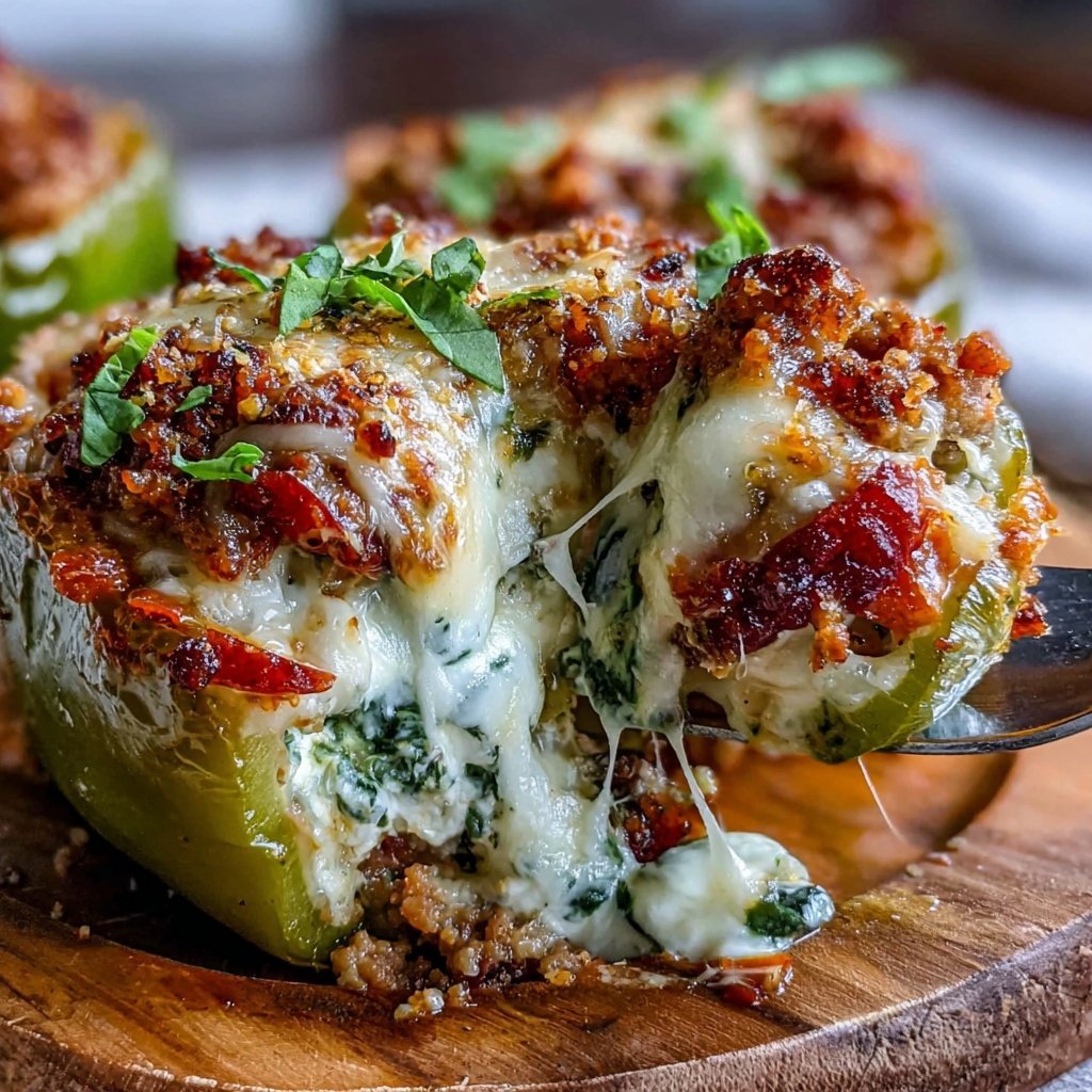 Ground Turkey And Spinach Stuffed Peppers
