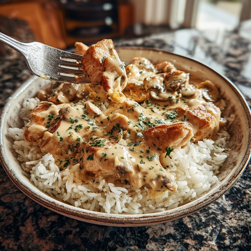 Creamy Garlic Chicken With Rice