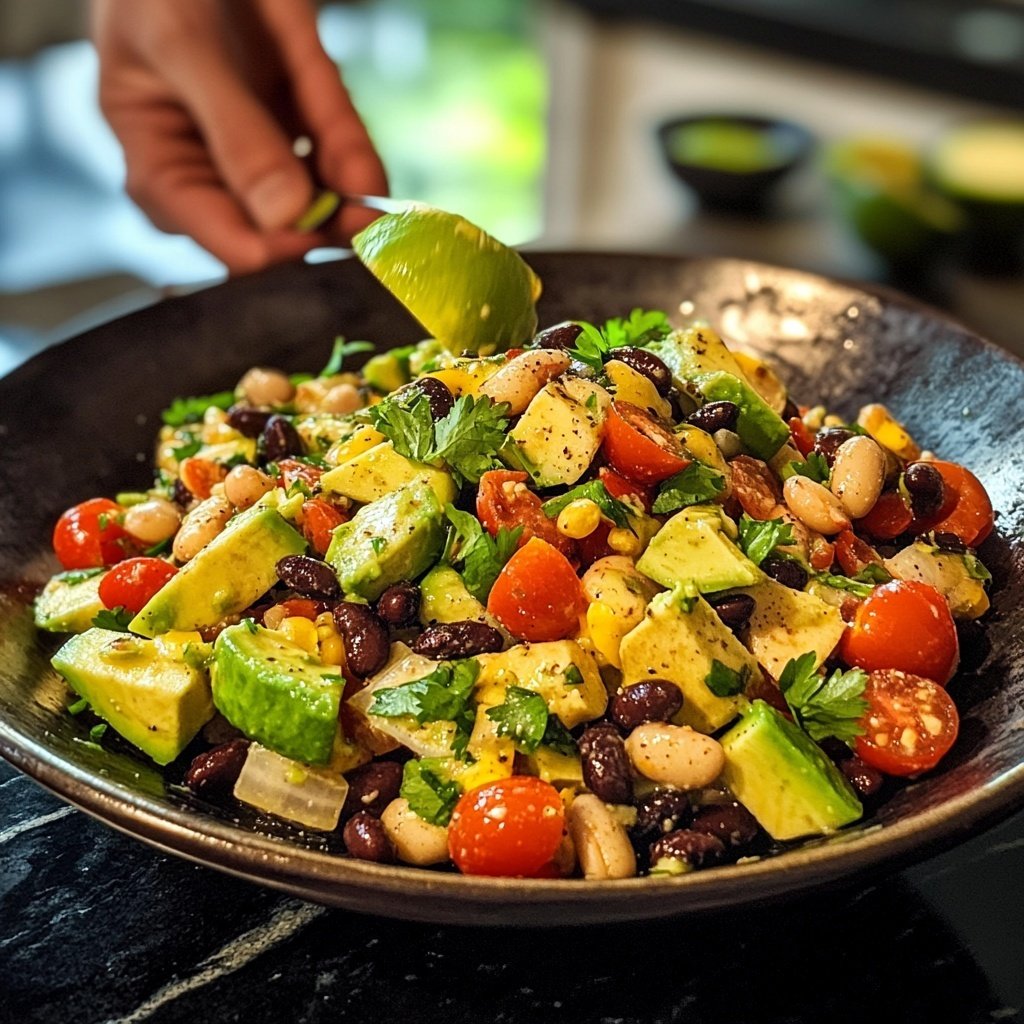 Healthy Lunch Avocado Bean Salad
