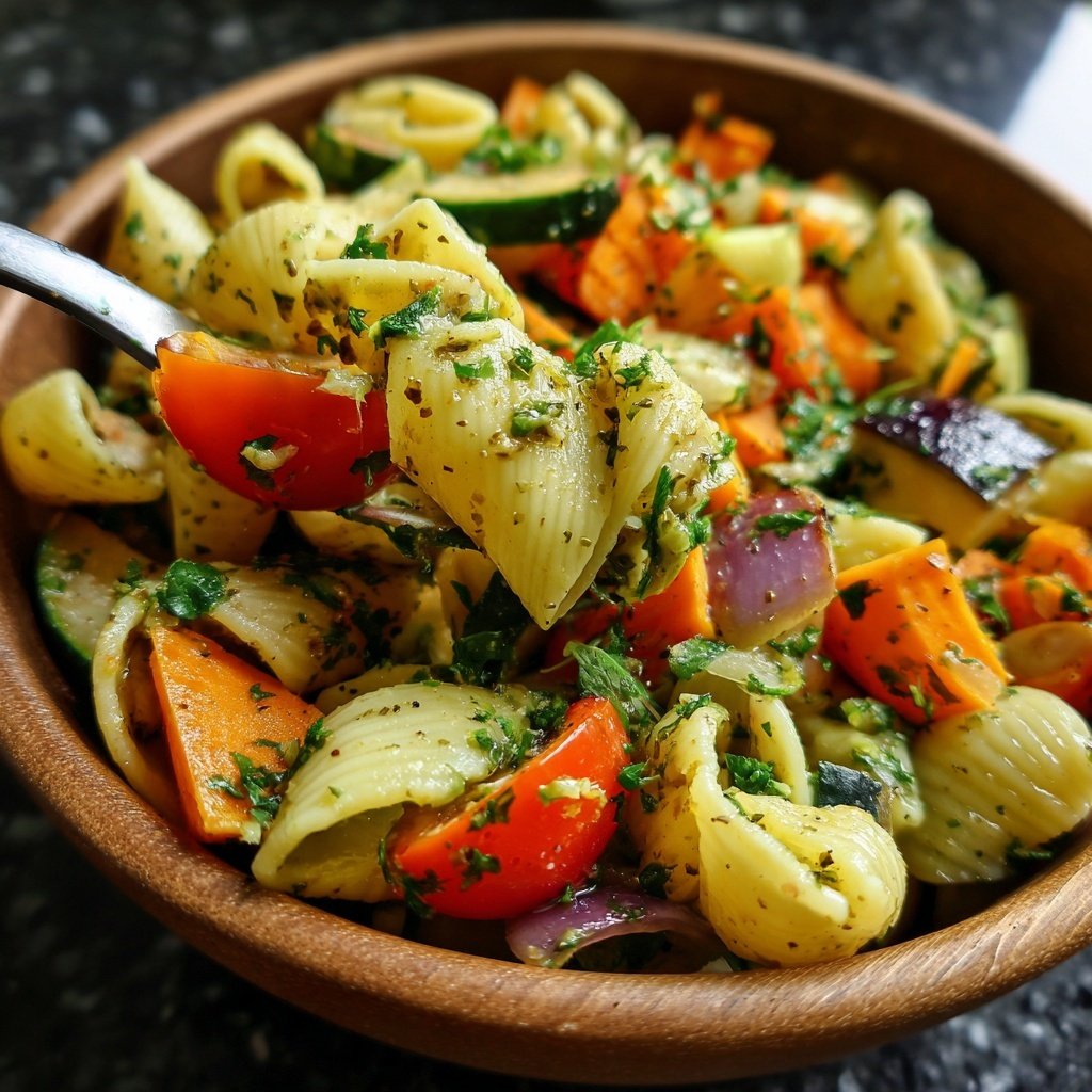 Healthy Lunch Roasted Vegetable Pasta Salad