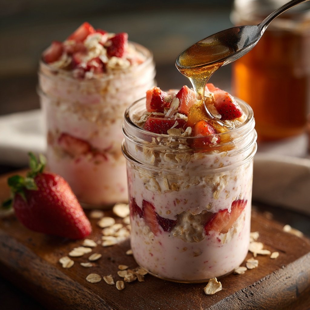 Strawberry Yogurt Oatmeal Jars