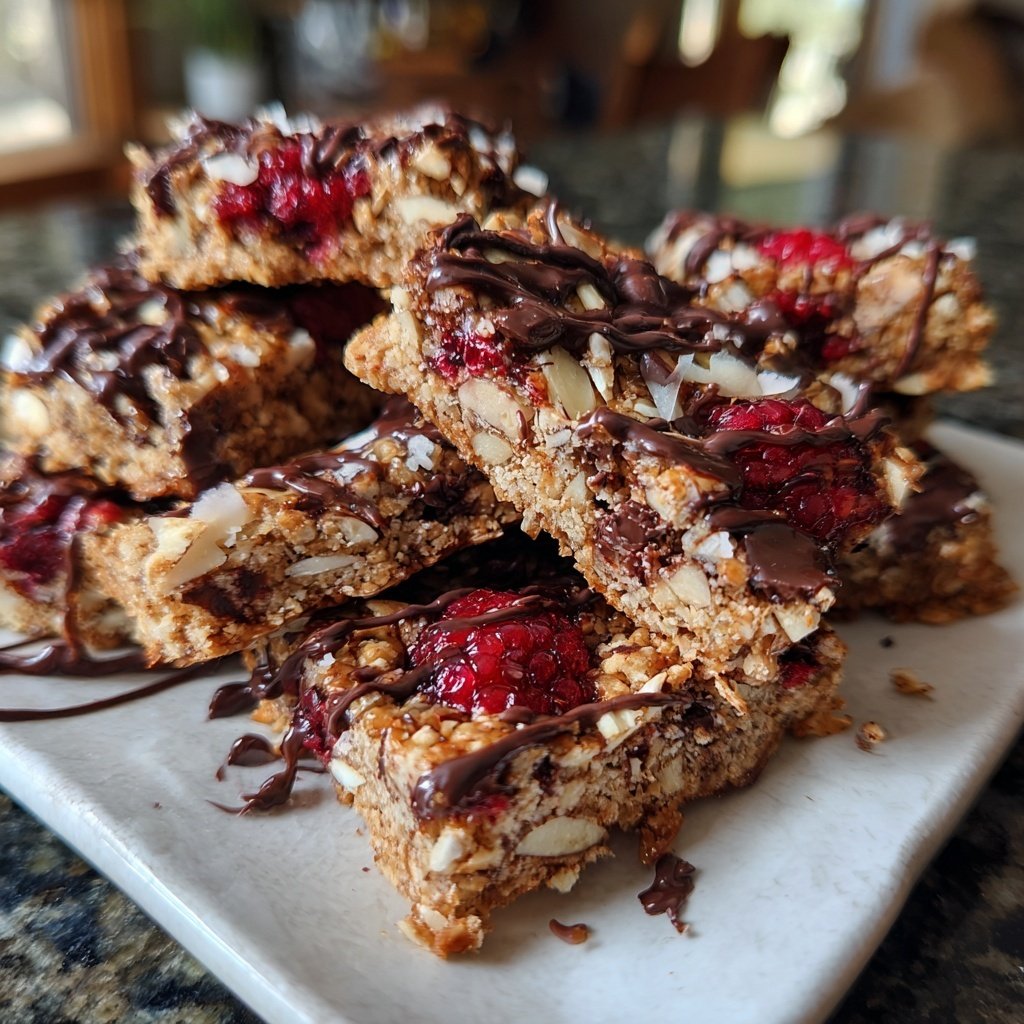 Chocolate Raspberry Almond Snack Bars
