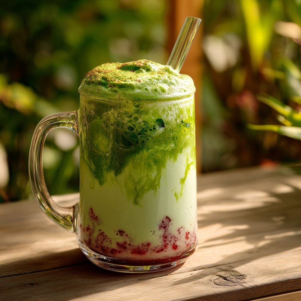 Cold Strawberry Matcha Drink