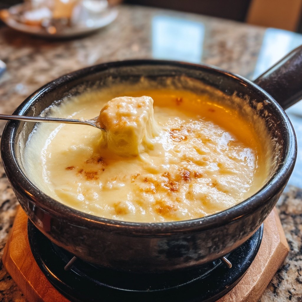 Fondue with Swiss Cheese and Garlic