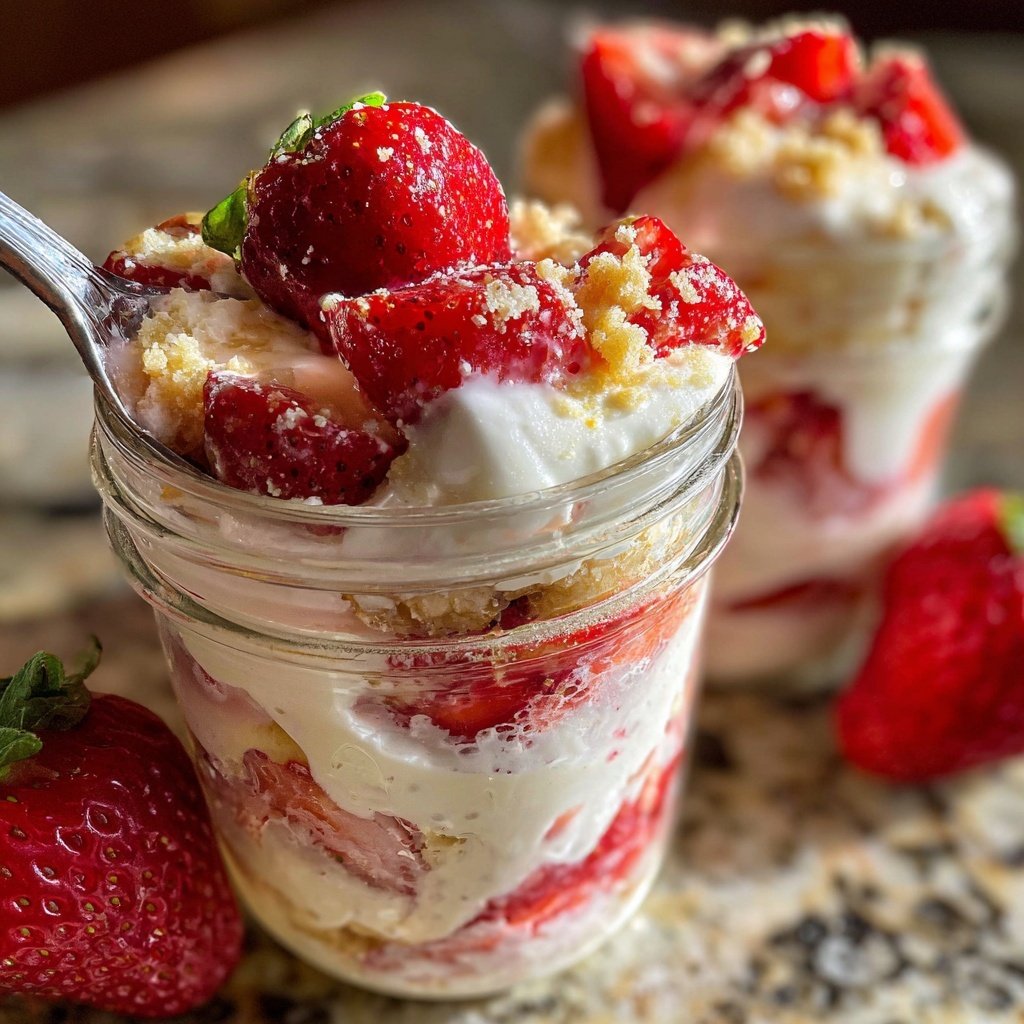 Strawberry Vanilla Yogurt Breakfast Jars