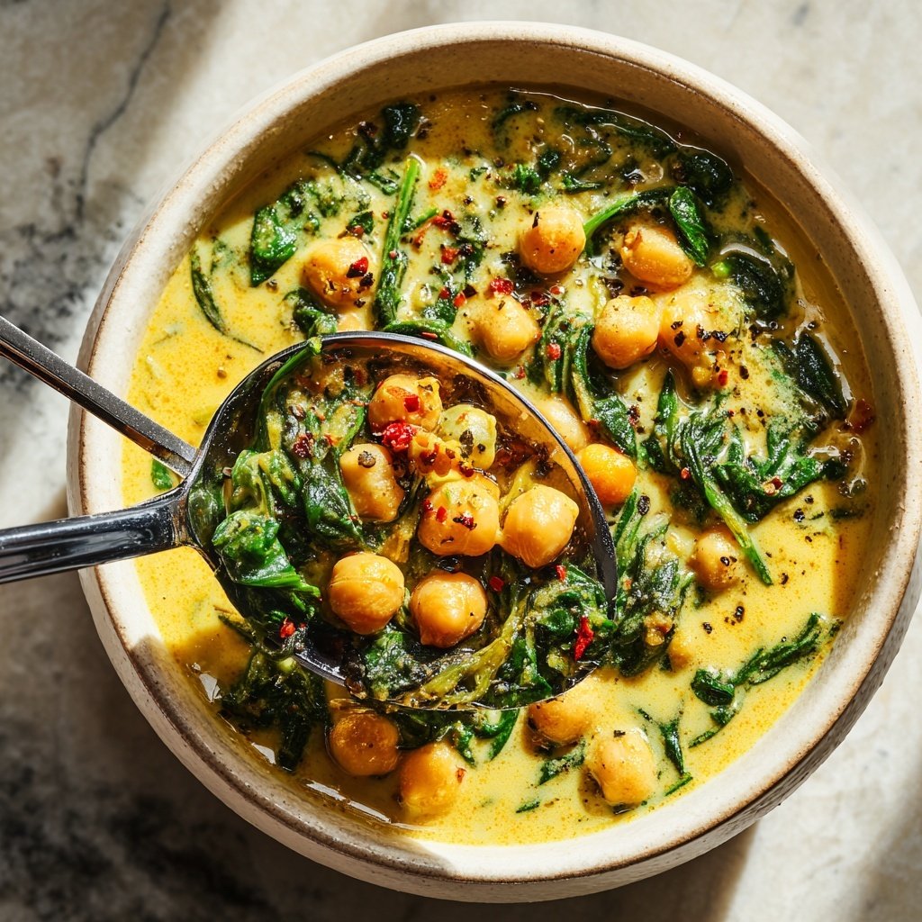 Healthy Dinner Chickpea Spinach Curry