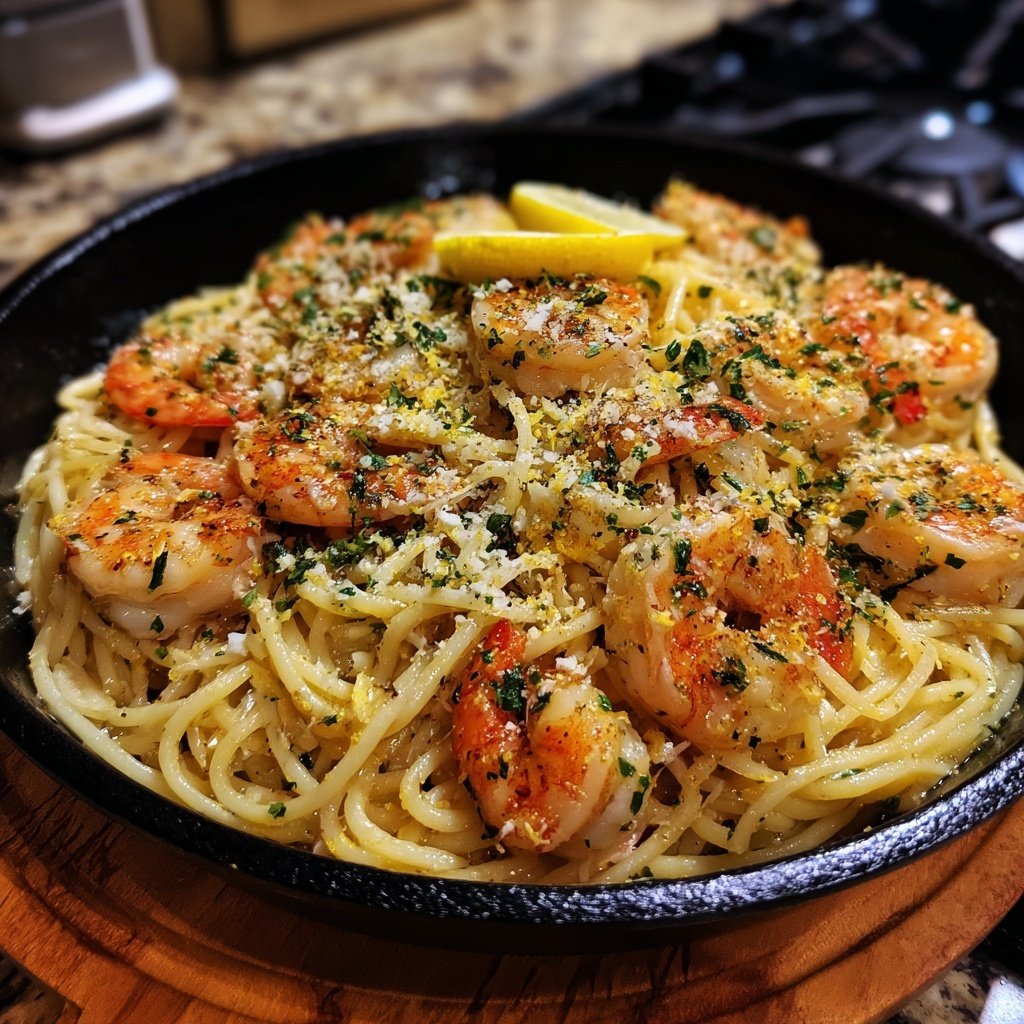Shrimp Scampi Pasta With Lemon