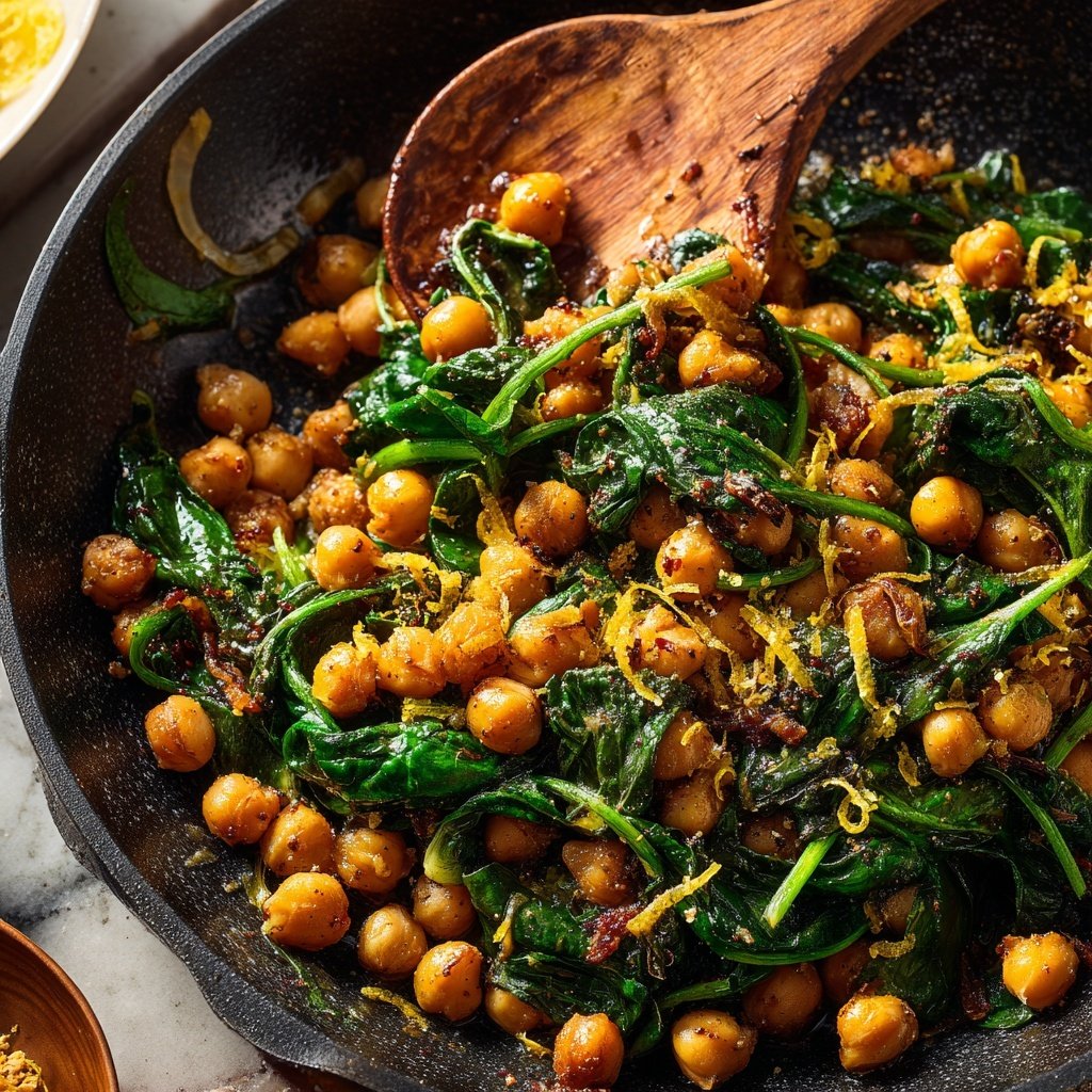 Lemon Herb Chickpea Skillet with Spinach