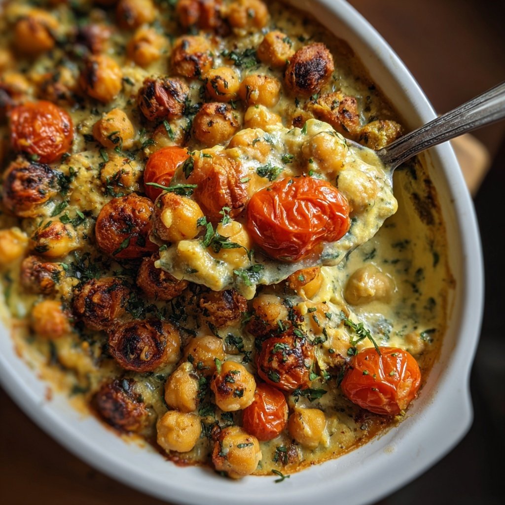 Healthy Dinner Mediterranean Chickpea Bake
