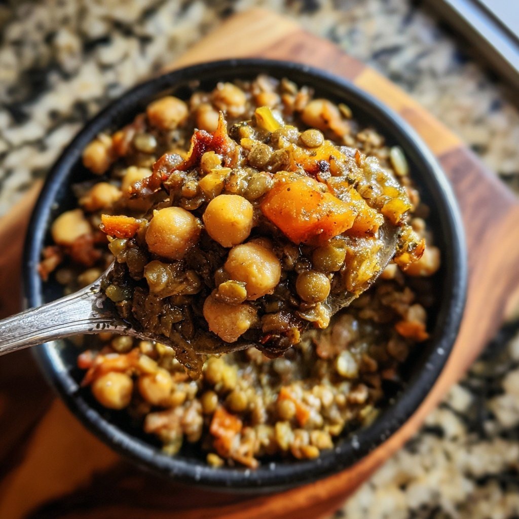 Healthy Crockpot Moroccan Lentil Chickpeas