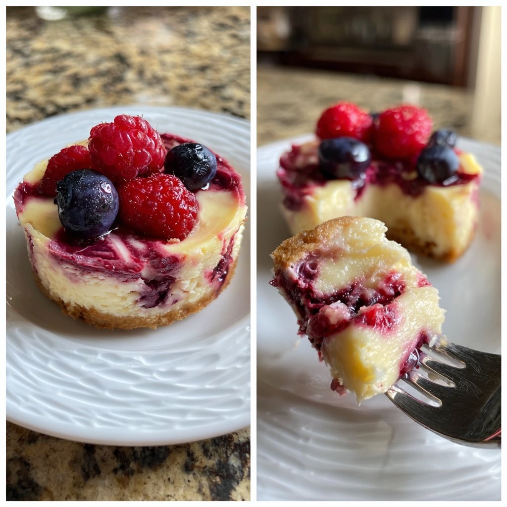Mini Cheesecakes with Berry Swirl
