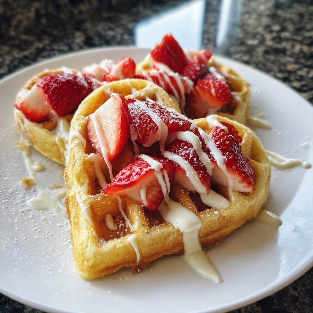 Valentines Breakfast Strawberry Waffles